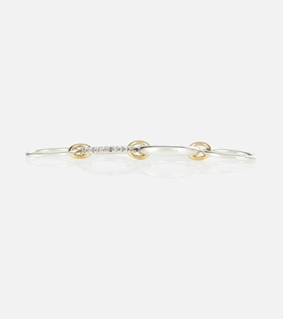 Spinelli Kilcollin Janssen Sg Gris Sterling Silver Ring With Diamonds And Yellow And Rose Gold Connectors In Gold