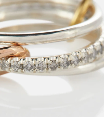 Spinelli Kilcollin Tigris Mx Gris Sterling Silver Ring With Diamonds And Yellow And Rose Gold Connectors In Gold