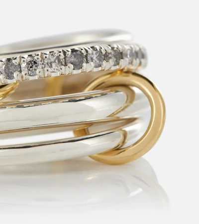 Spinelli Kilcollin Janssen Sg Gris Sterling Silver Ring With Diamonds And Yellow And Rose Gold Connectors In Gold