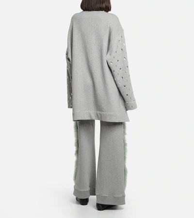 Shop Dries Van Noten Embellished Cotton Sweatshirt In Grey