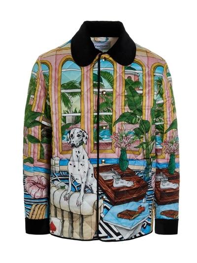 Shop Casablanca Allover Graphic Printed Padded Jacket In Multi