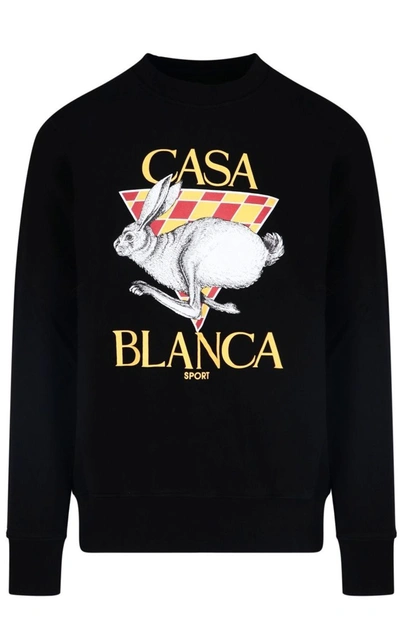 Shop Casablanca Graphic Printed Crewneck Sweatshirt In Black