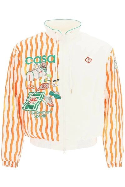 Shop Casablanca Graphic Printed Drawstring Jacket In Multi