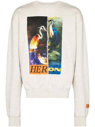 Shop Heron Preston Split Heron Crew-neck T-shirt In Grau
