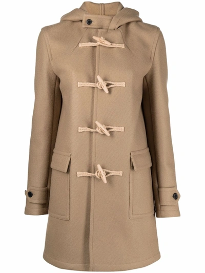 Shop Saint Laurent Toggle-fastening Single-breasted Coat In Neutrals