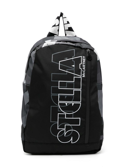 Shop Stella Mccartney Zipped Logo Backpack In Grey