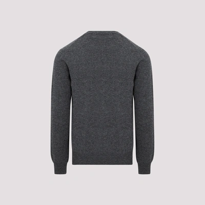 Shop Comme Des Garçons Play V-neck Pullover Sweater In Grey