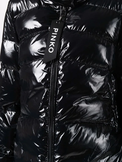 Shop Pinko Logo-zip Puffer Jacket In Black