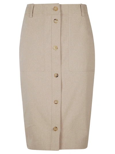 Shop Moschino Front Buttoned Skirt In Brown