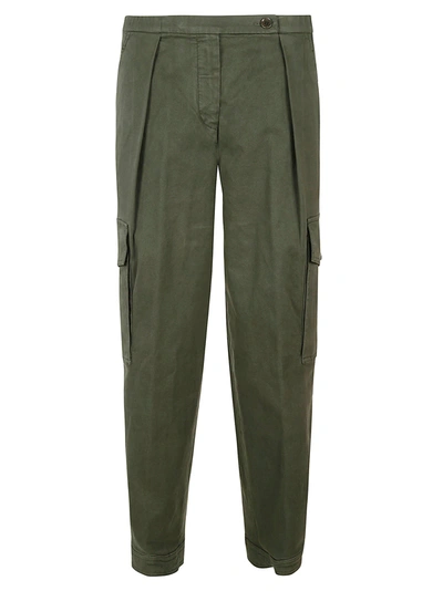 Shop Aspesi Cropped Plain Cargo Pants In Military