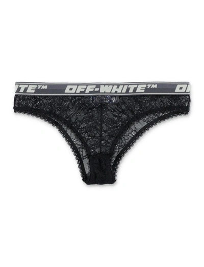 Shop Off-white Off White Lace Slip In Black