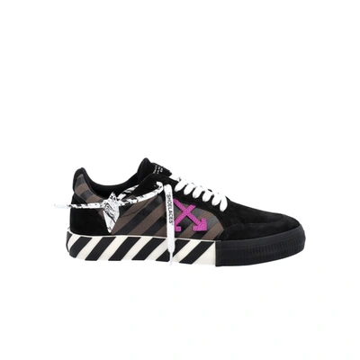 Shop Off-white Off White Black Low Diag Print Vulcanized Sneakers In Black Purple