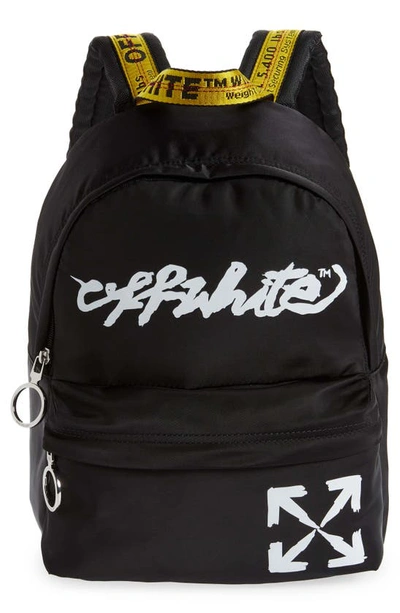 Shop Off-white Kids' Script Logo Backpack In Black White