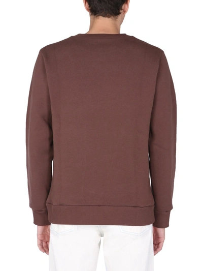 Shop Apc Sweatshirt With Embroidered Logo In Brown