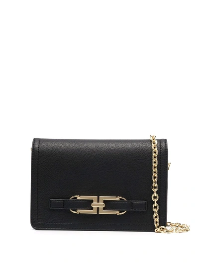 Shop Elisabetta Franchi Logo-plaque Horsebit Leather Crossbody Bag In Schwarz