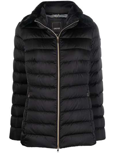 Shop Geox High-collar Down-padded Jacket In Schwarz
