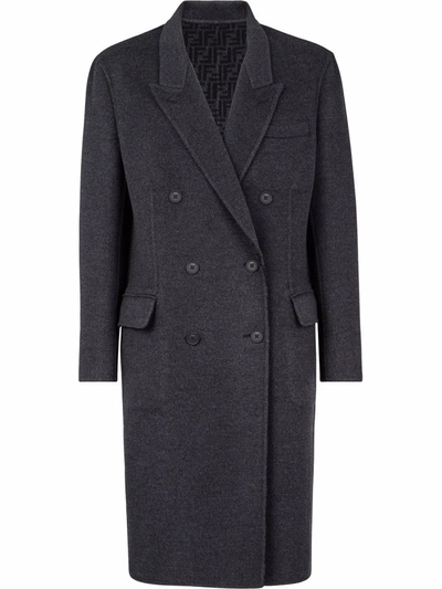 Shop Fendi Reversible Double-breasted Coat In Grau