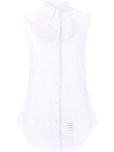 Thom Browne Sleeveless Pointed Collar Shirt In Weiss