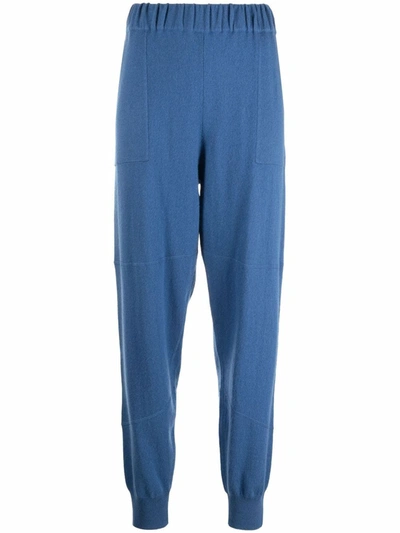Shop Allude Elasticated-waist Knit Joggers In Blau