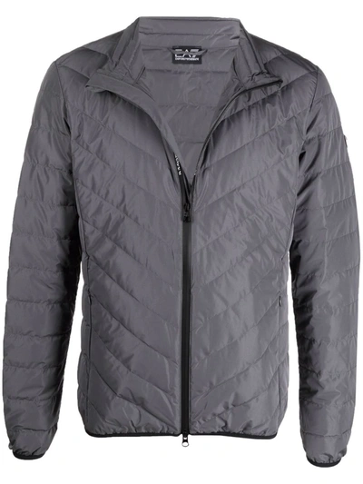Shop Ea7 High-neck Zip-up Padded Jacket In Grau