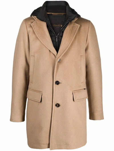 Shop Moorer Layered Single-breasted Coat In Braun