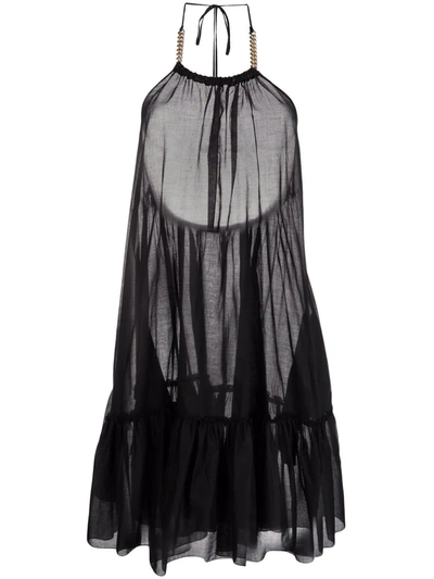 Shop Stella Mccartney Tiered Halterneck Dress In Schwarz