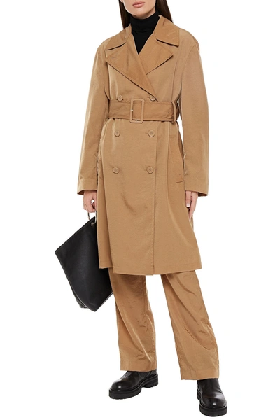 Shop Mm6 Maison Margiela Belted Satin-twill Trench Coat In Camel