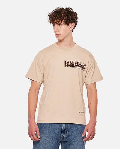 Shop Jacquemus Mountain Organic Cotton T-shirt In Beige