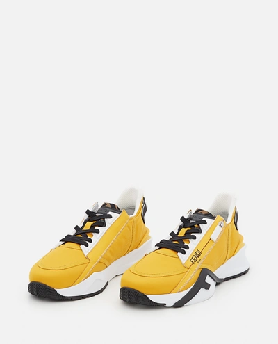 Shop Fendi Sneakers Low Top In Fabric In Yellow