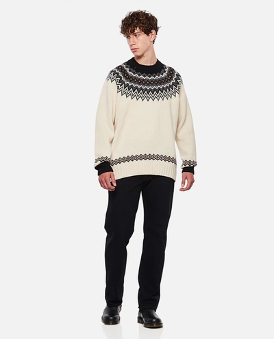 Shop Junya Watanabe Wool Jacquard Sweater In Beige