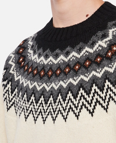 Shop Junya Watanabe Wool Jacquard Sweater In Beige