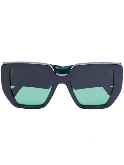 Shop Gucci Oversized Square Frame Sunglasses In Black