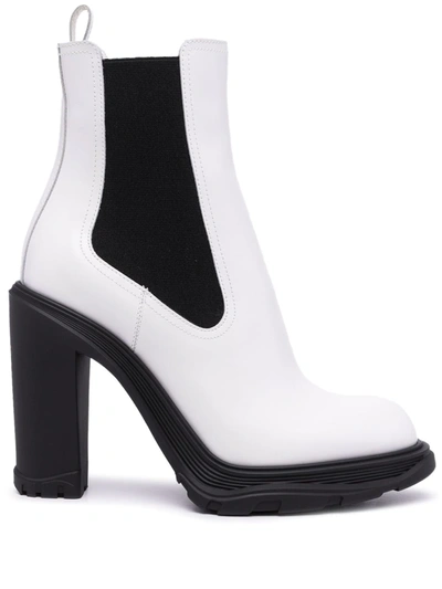 Alexander Mcqueen Treadonly White Leather Boots In White