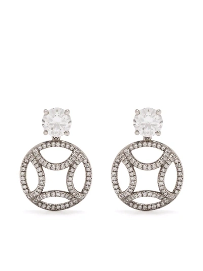 Shop Loyal.e Paris 18kt Recycled White Gold Perpétuel-le Diamond Drop Earrings In Silver