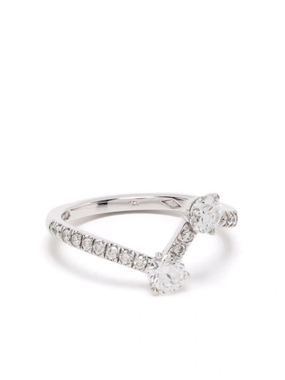 Shop Loyal.e Paris 18kt Recycled White Gold Toi+moi Diamond Ring In Silver