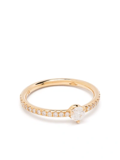 Shop Loyal.e Paris 18kt Recycled Yellow Gold Diamond Pavé Solitaire Ring