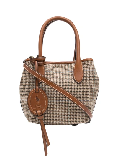 POLO RALPH LAUREN HOUNDSTOOTH MINI BELLPORT TOTE BAG 