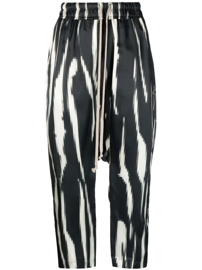 Shop Rick Owens Zebra-print Dropped Crotch Trousers In Black