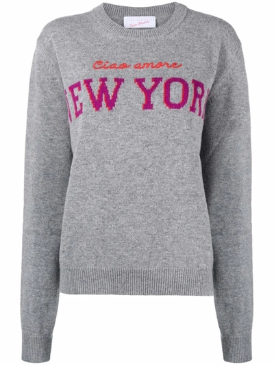 Shop Giada Benincasa New York Intarsia-knit Jumper In Grey