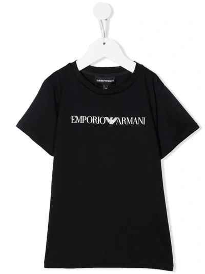 Shop Emporio Armani Logo-print Cotton T-shirt In Blue