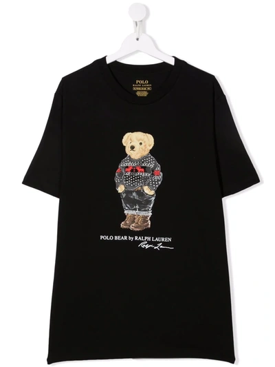 Shop Ralph Lauren Polo Bear Print T-shirt In Black