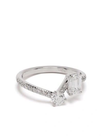 Shop Loyal.e Paris 18kt Recycled White Gold Toi+moi Diamond Ring In Silver