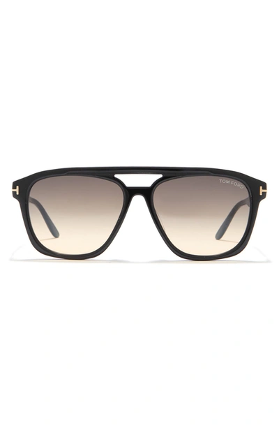 Shop Tom Ford 58mm Gerrard Square Sunglasses In Shiny Black / Gradient Smoke