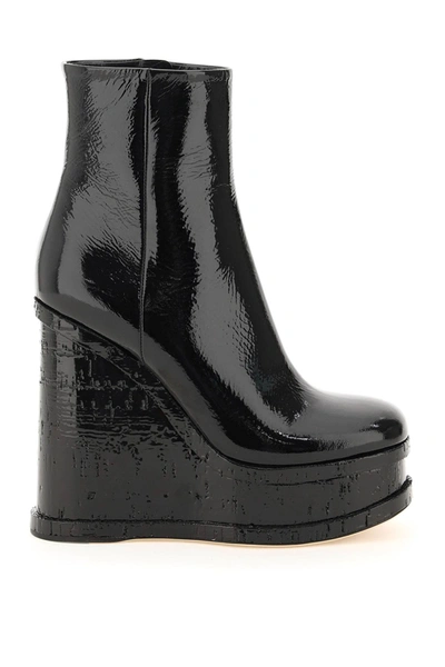 Shop Haus Of Honey Lacquer Doll Wedge Ankle Boots In Black (black)