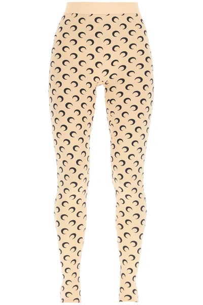 Shop Marine Serre All Over Moon Leggings In All Over Moon Tan (beige)