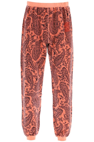 Shop Aries Paisley Reverse Fleece Sweatpants In Coral (pink)