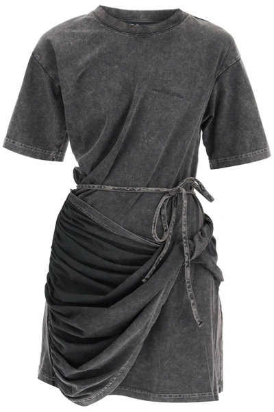 Shop Y/project T-shirt Mini Dress In Black Acid Wash (grey)