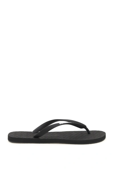 Shop Vetements Rubber Thong Slides In Black White (black)