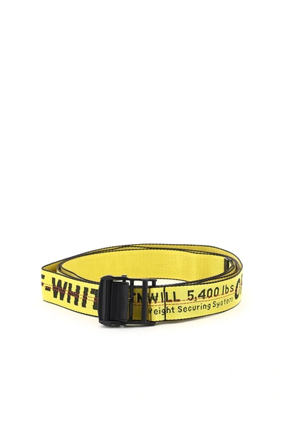 Shop Off-white Jacquard Logo Belt In Yellow Black (yellow)