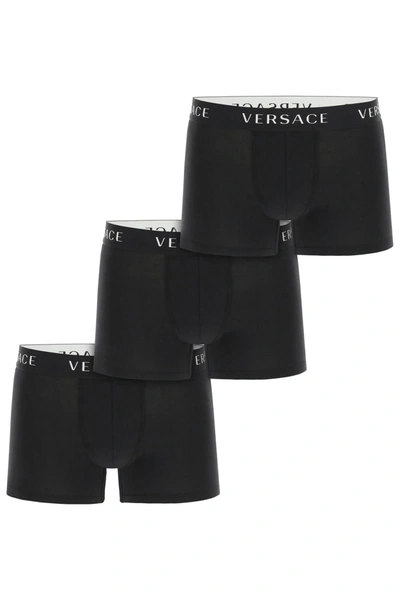Shop Versace Tri-pack Underwear Briefs In Black (black)